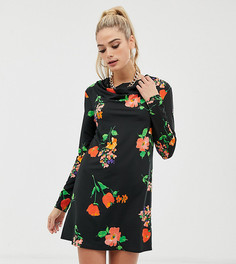 Платье А-силуэта со свободным воротом и длинными рукавами ASOS DESIGN Tall-Мульти