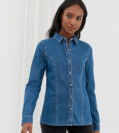 Синяя выбеленная приталенная джинсовая рубашка в стиле вестерн ASOS DESIGN Tall-Синий