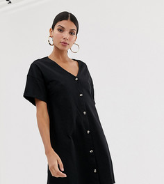 Свободное платье мини на пуговицах ASOS DESIGN Tall-Черный
