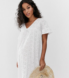 Свободное двустороннее платье с оборками и вышивкой ASOS DESIGN Maternity-Черный