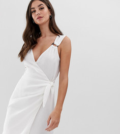 Платье с запахом и деревянным кольцом Fashion Union Tall-Белый