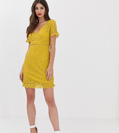 Кружевное платье с короткими рукавами Fashion Union Tall-Желтый