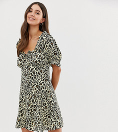 Платье мини с вырезом сердечком и леопардовым принтом ASOS DESIGN Tall-Мульти