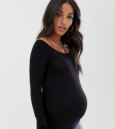 Черный лонгслив со спущенными плечами ASOS DESIGN Maternity