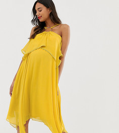 Двухслойное платье миди с кольцом ASOS DESIGN Maternity-Зеленый