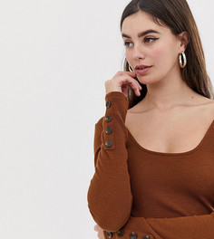 Кроп-топ на пуговицах с длинными рукавами ASOS DESIGN Tall-Коричневый