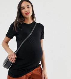 Удлиненная черная футболка со сборками ASOS DESIGN Maternity-Черный