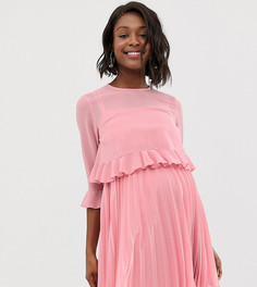 Двухслойное плиссированное платье мини ASOS DESIGN Maternity-Розовый