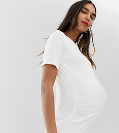 Удлиненная белая футболка со сборками ASOS DESIGN Maternity-Белый