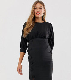 Платье-футляр миди с пуговицами ASOS DESIGN Maternity-Черный