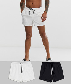 Шорты для плавания черного и белого цвета ASOS DESIGN - Набор из 2 пар со скидкой-Мульти