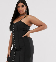Черное премиум-платье мини в бандажном стиле с застежкой на крючки Missguided Plus-Черный