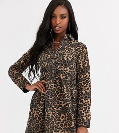 Свободное джинсовое платье с леопардовым принтом Missguided Tall-Мульти