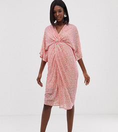 Платье-кимоно миди с пайетками и узелком ASOS DESIGN Maternity-Розовый