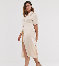 Кремовая рубашка с короткими рукавами In The Style x Fashion Influx Plus-Кремовый