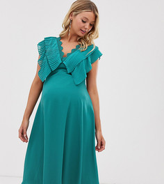 Платье миди со складками и фигурной отделкой ASOS DESIGN Maternity-Синий