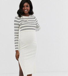 Трикотажное платье в рубчик и полоску для кормящих мам ASOS DESIGN Nursing-Мульти