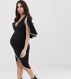 Платье миди с кейпом и отделкой кантом ASOS DESIGN Maternity-Черный