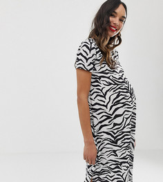 Свободное платье с зебровым принтом и удлиненным краем Bluebelle Maternity-Мульти