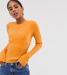 Джемпер в мелкий рубчик с круглым вырезом ASOS DESIGN Tall-Желтый