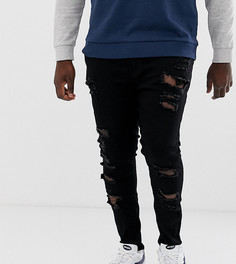 Черные стретчевые джинсы с рваной отделкой ASOS DESIGN Plus-Черный