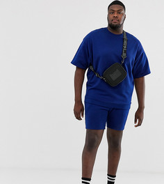 Синий oversize-свитшот с короткими рукавами и шорты скинни ASOS DESIGN Plus-Темно-синий
