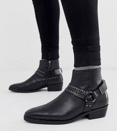 Черные кожаные ботинки челси в стиле вестерн с заклепками ASOS DESIGN-Черный