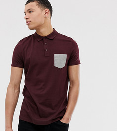 Бордовая футболка-поло с контрастным карманом ASOS DESIGN Tall-Красный
