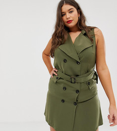 Двубортное платье-блейзер в стиле милитари Vero Moda Curve-Зеленый