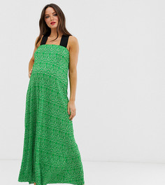 Плиссированное платье миди с цветочным принтом ASOS DESIGN Maternity-Зеленый