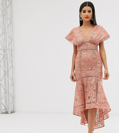 Кружевное платье миди ASOS DESIGN Tall-Розовый