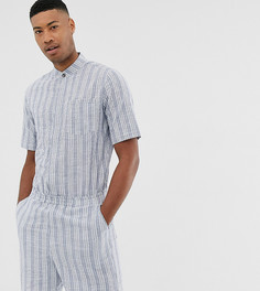 Комбинезон с шортами из легкой жатой ткани в полоску ASOS DESIGN Tall-Синий