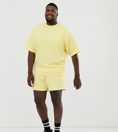 Ярко-желтый комплект со свитшотом с короткими рукавами и шортами ASOS DESIGN - Plus