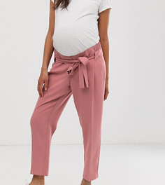 Суженные укороченные брюки с завязкой на поясе ASOS DESIGN Maternity-Розовый
