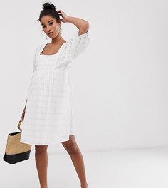 Фактурное свободное платье мини с квадратным вырезом ASOS DESIGN Maternity-Белый