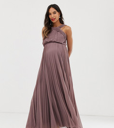 Платье макси с плиссированным лифом ASOS DESIGN Maternity-Фиолетовый