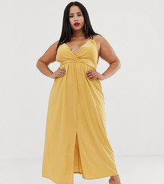 Платье макси с кольцом ASOS DESIGN Curve-Желтый