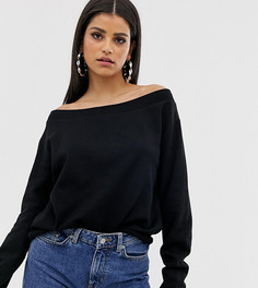 Черный свитшот с открытыми плечами и необработанными краями ASOS DESIGN Tall