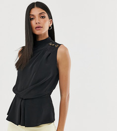 Драпированный топ без рукавов ASOS DESIGN Tall-Черный