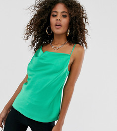 Атласный топ на бретельках ASOS DESIGN Tall-Черный