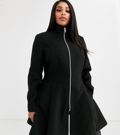 Черное свободное пальто с молнией ASOS DESIGN Curve-Черный