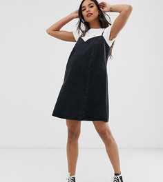 Короткое приталенное платье на бретельках с вырезом в форме сердца ASOS DESIGN Maternity-Черный