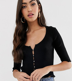 Кардиган с короткими рукавами и пуговицами ASOS DESIGN Tall-Черный