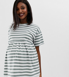 Свободное платье в полоску ASOS DESIGN Maternity-Зеленый