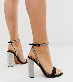 Черные босоножки для широкой стопы, на блочном каблуке и с отделкой ASOS DESIGN - Hot Step-Черный