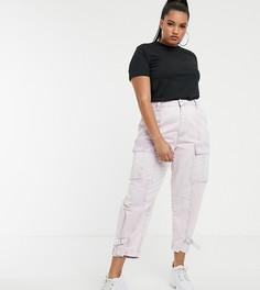 Сиреневые брюки в стиле милитари с эффектом кислотной стирки ASOS DESIGN Curve-Фиолетовый
