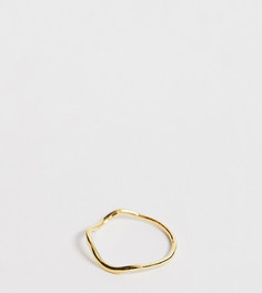 Позолоченное серебряное кольцо с волнистой отделкой ASOS DESIGN Curve-Золотой
