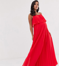 Плиссированное платье макси с кроп-топом ASOS DESIGN Maternity-Красный