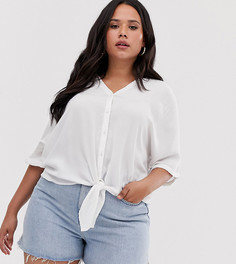Фактурная рубашка с завязкой Vero Moda Curve-Белый