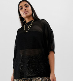 Oversize-футболка из сетки ASOS DESIGN Curve-Черный